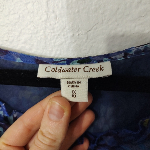 Coldwater Creek Blue Purple Floral Sleeveless Blouse - Picture 6 of 10